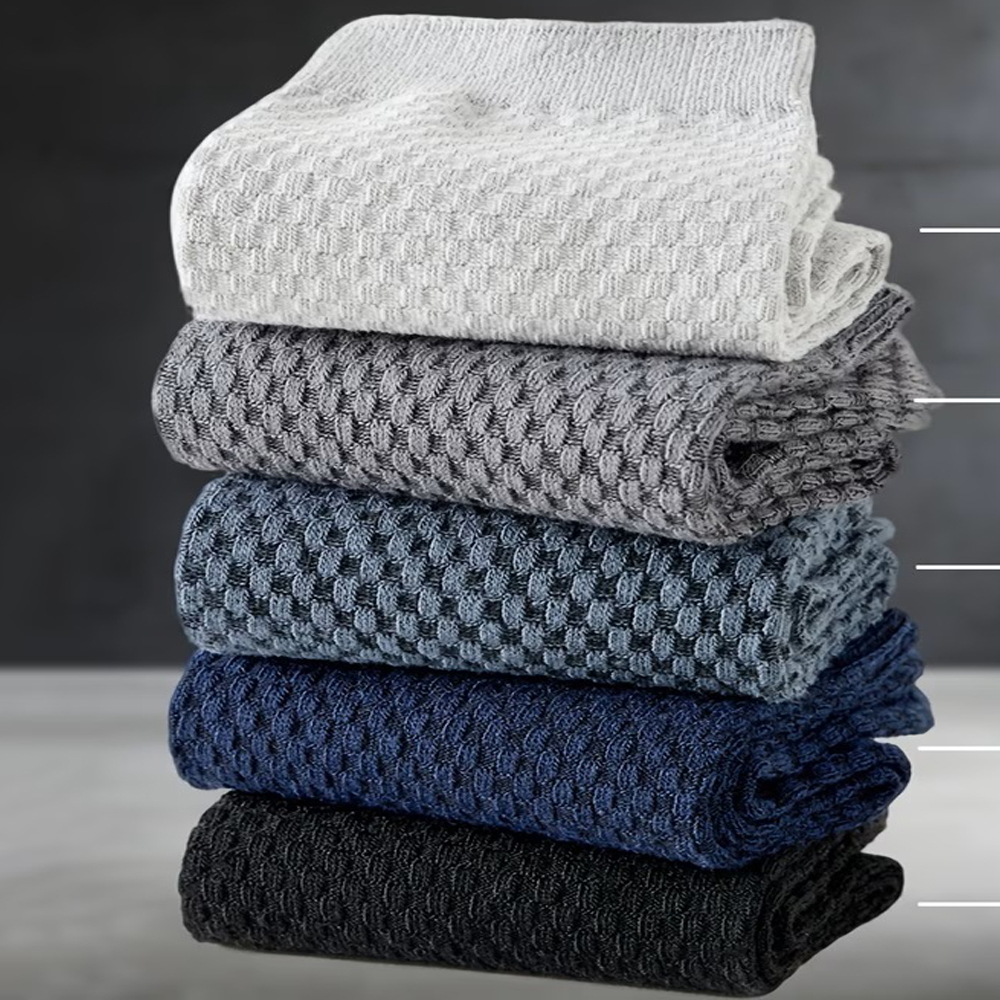 Men's Crew Socks Waffle Knit Fabric Detail