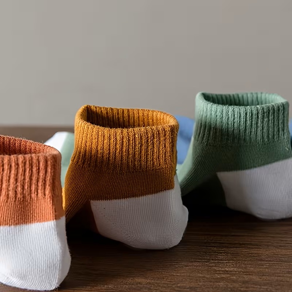 Mustard Yellow Colorblock Sport Sock on Foot