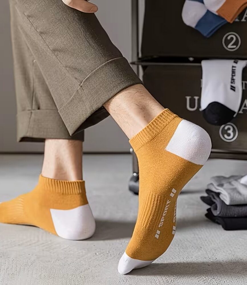 Charcoal Grey Sport Low-Cut Sock on Foot