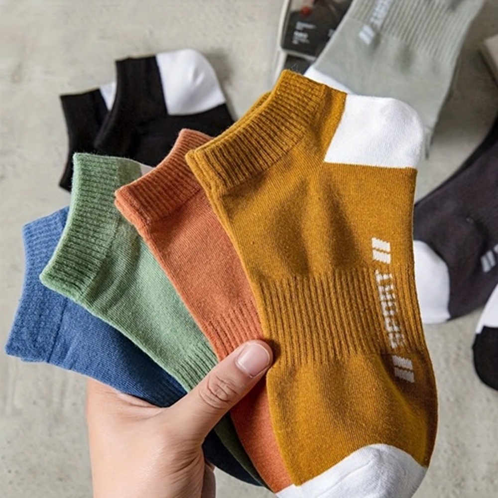 Rust Orange and White Sport Sock on Foot