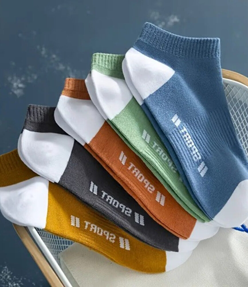 5 Pairs Men's Colorblock Athletic Low-Cut Socks SPORT