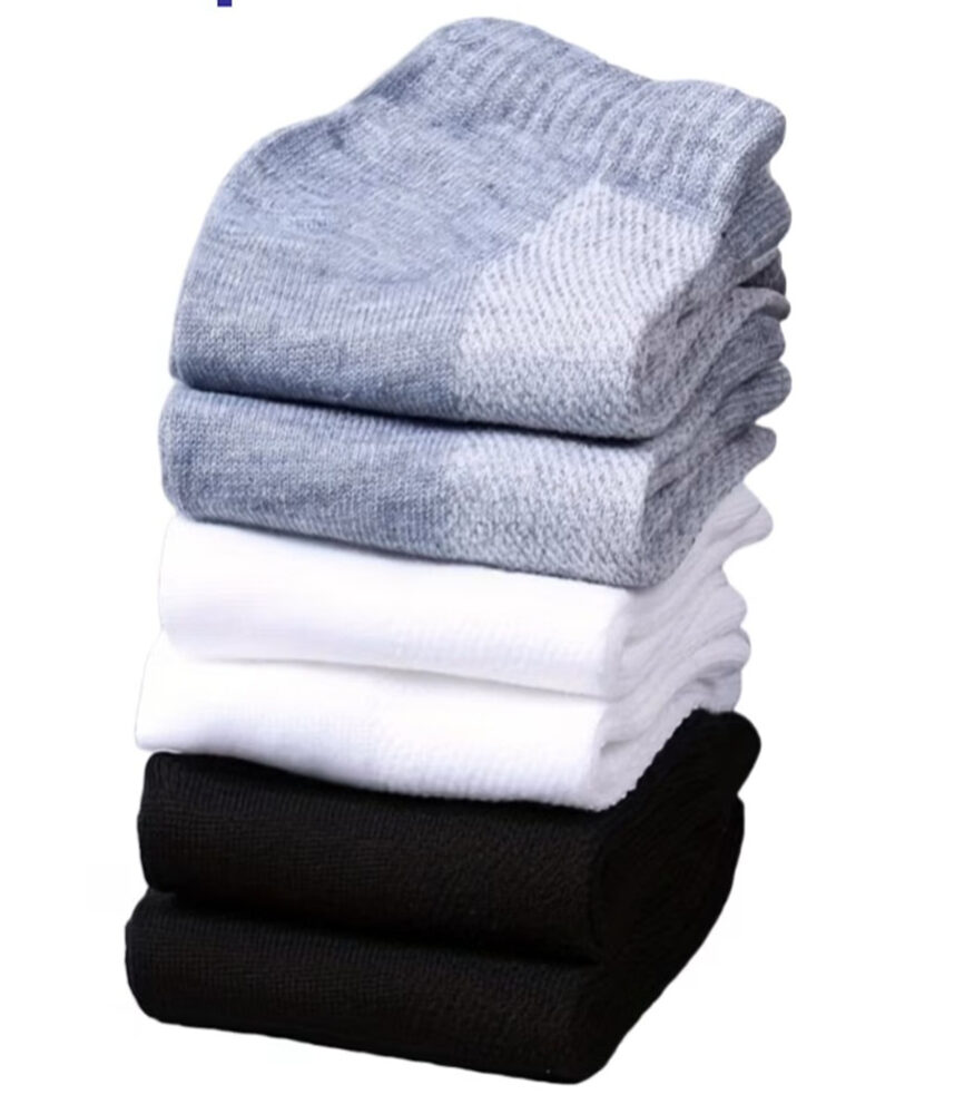 Stacked 3 Pairs Ribbed Athletic Crew Socks