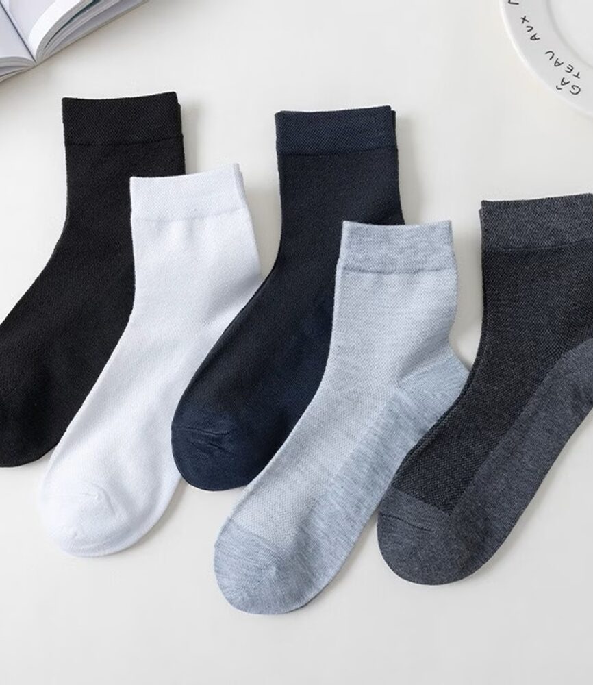 Charcoal Grey Breathable Sports Sock on Foot