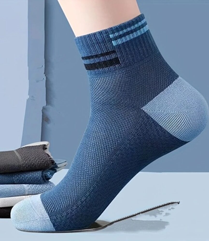 Charcoal and White Striped Sport Sock