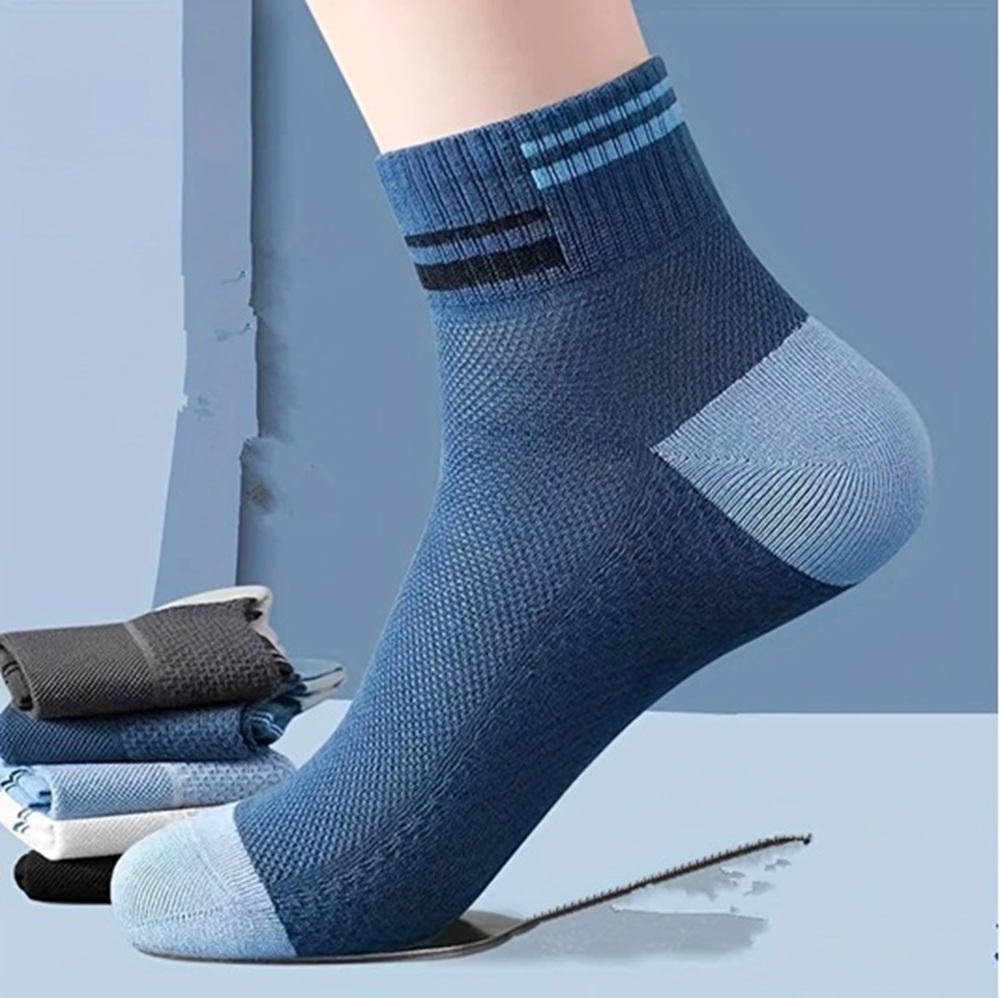 Charcoal and White Striped Sport Sock