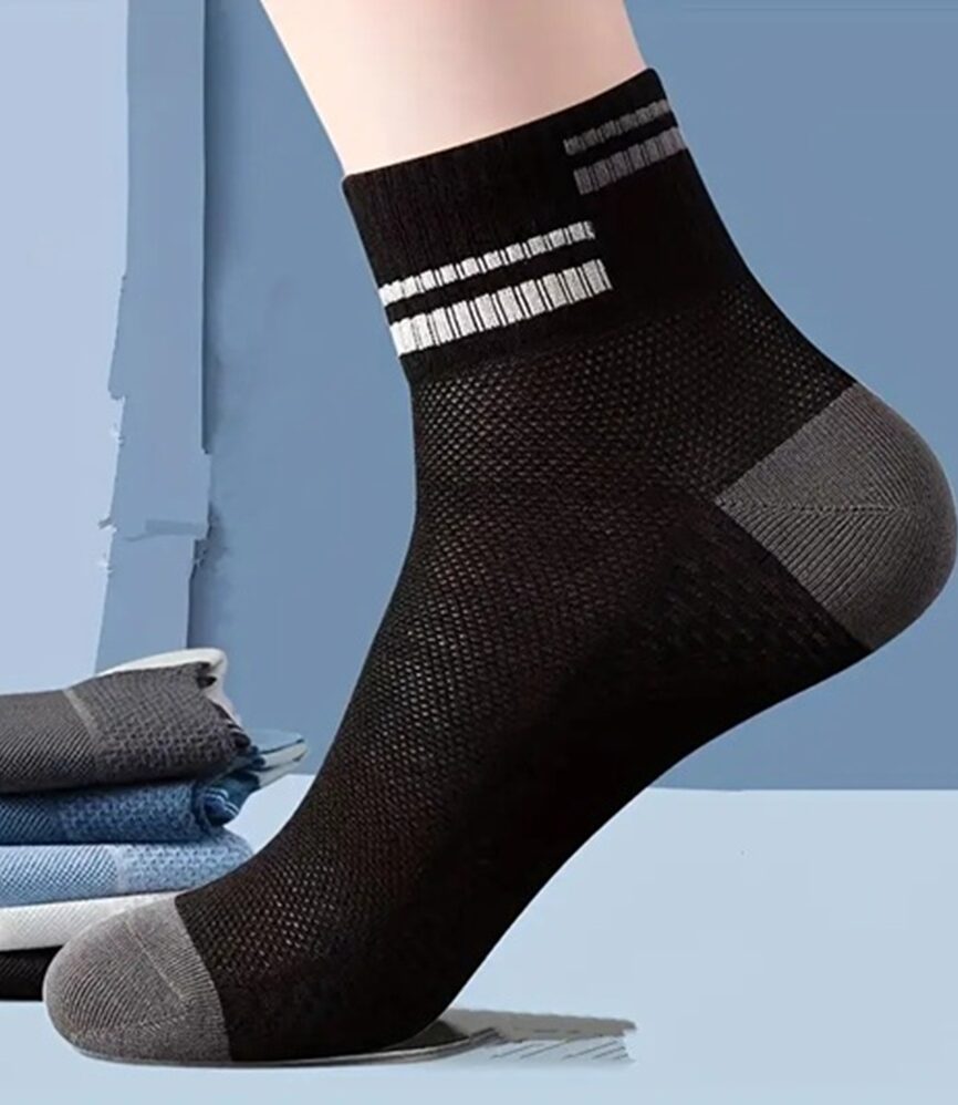 Steel Blue and White Athletic Sock