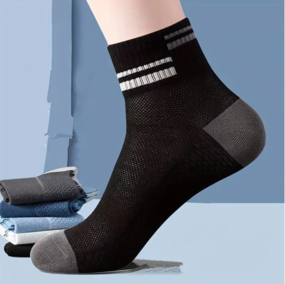 Steel Blue and White Athletic Sock