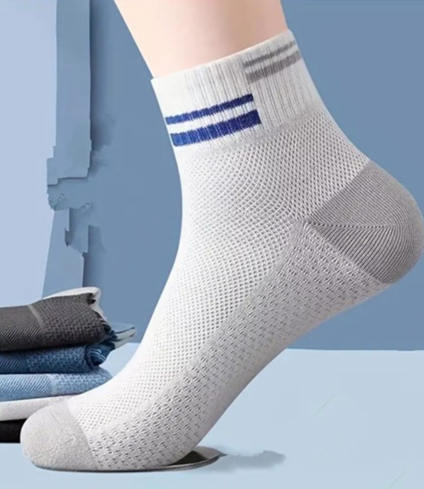 White and Grey Sport Ankle Sock