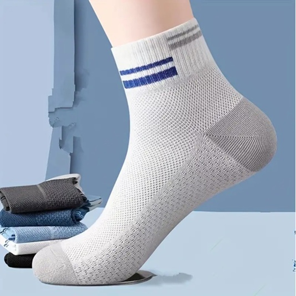 White and Grey Sport Ankle Sock
