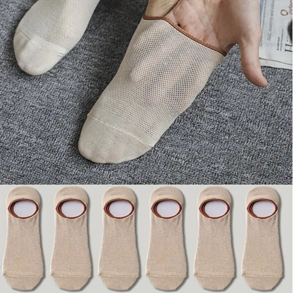 Breathable Mesh No-Show Sock on Hand and 6-Pack Row