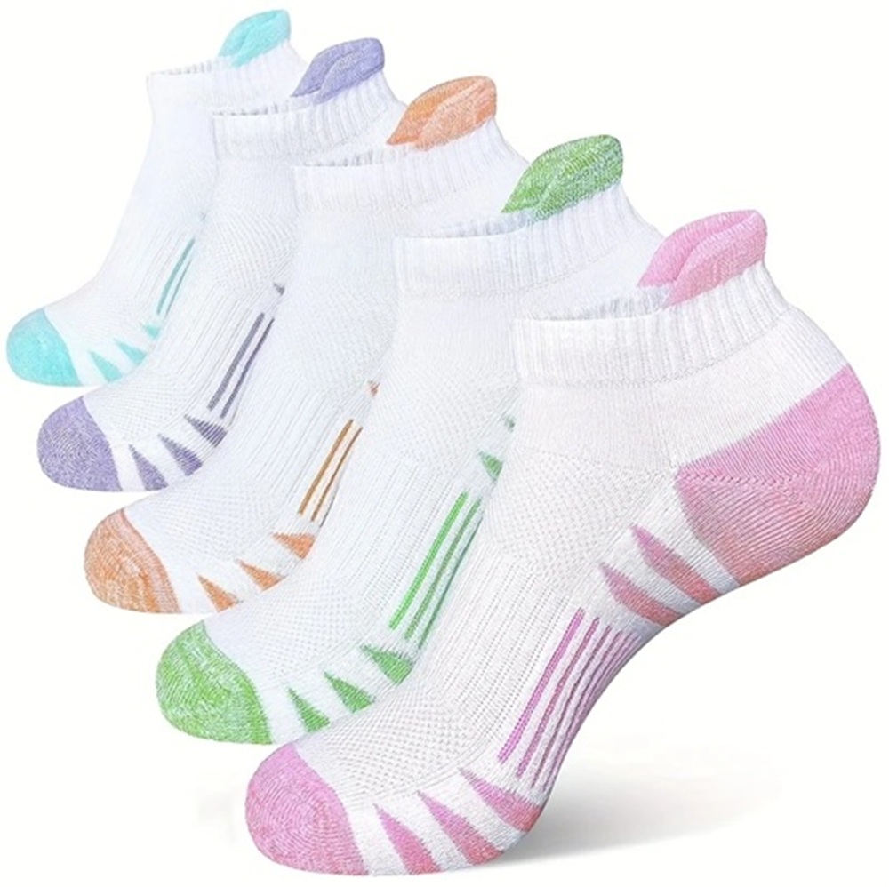 Women’s Cushioned Athletic Ankle Socks with Heel Tab (Pack of 5)