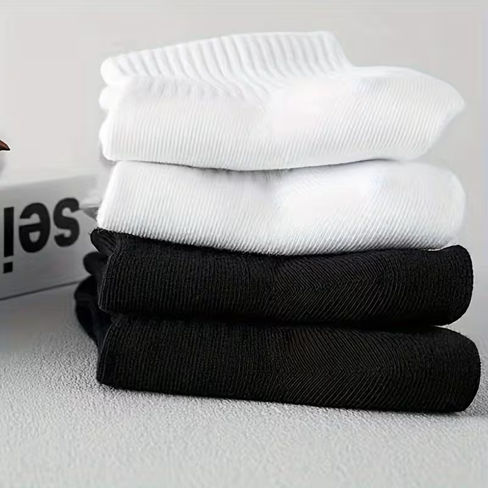 Folded Black and White Ribbed Cotton Socks