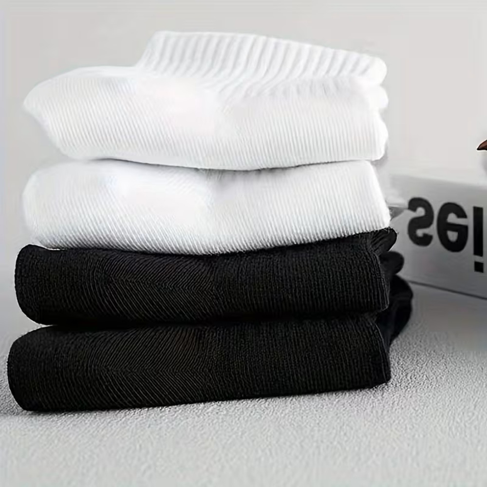 Stacked Black and White Quarter Crew Socks