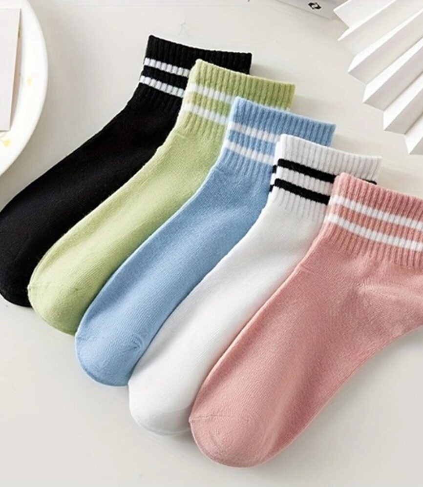 Sage Green Dual Striped Ankle Sock