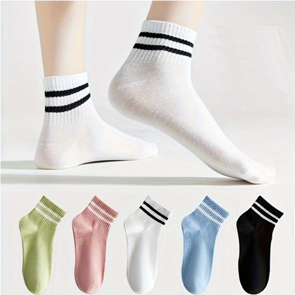 Black and White Retro Striped Sock on Foot