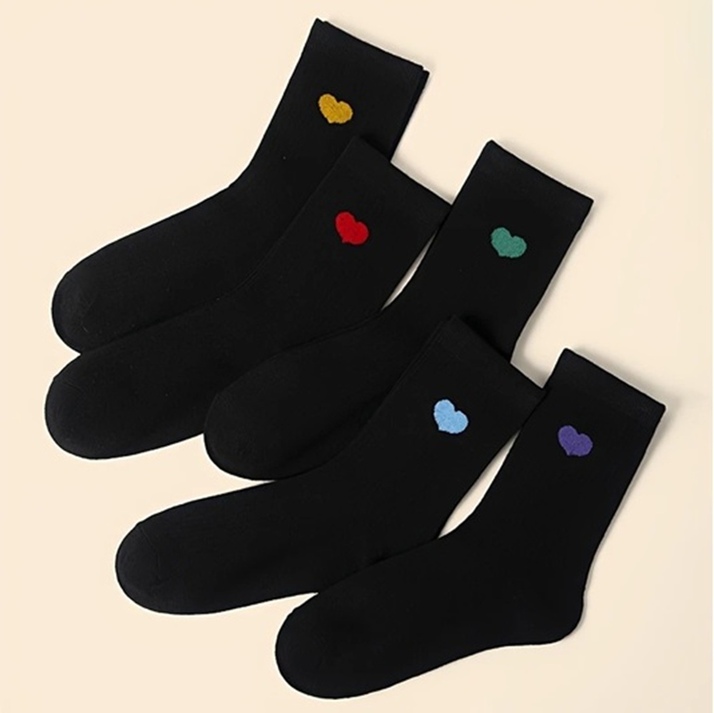 Red Embroidered Star Mid-Calf Sock on Foot