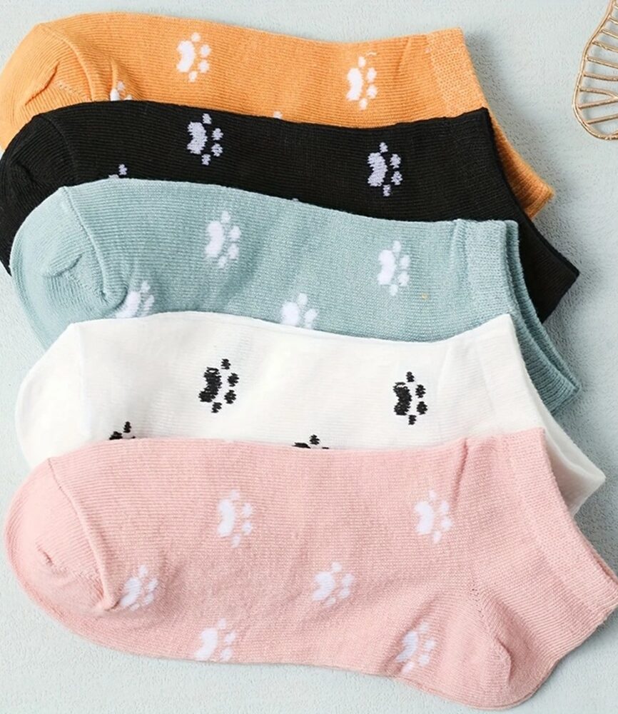 Mustard Yellow, Pink and Sage Paw Socks Trio