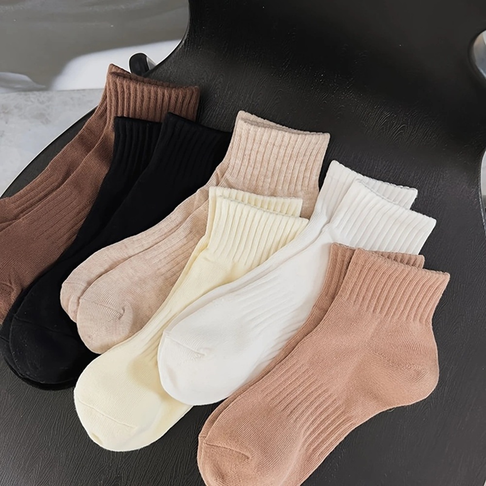 Cream Off-White Ribbed Cotton Everyday Sock