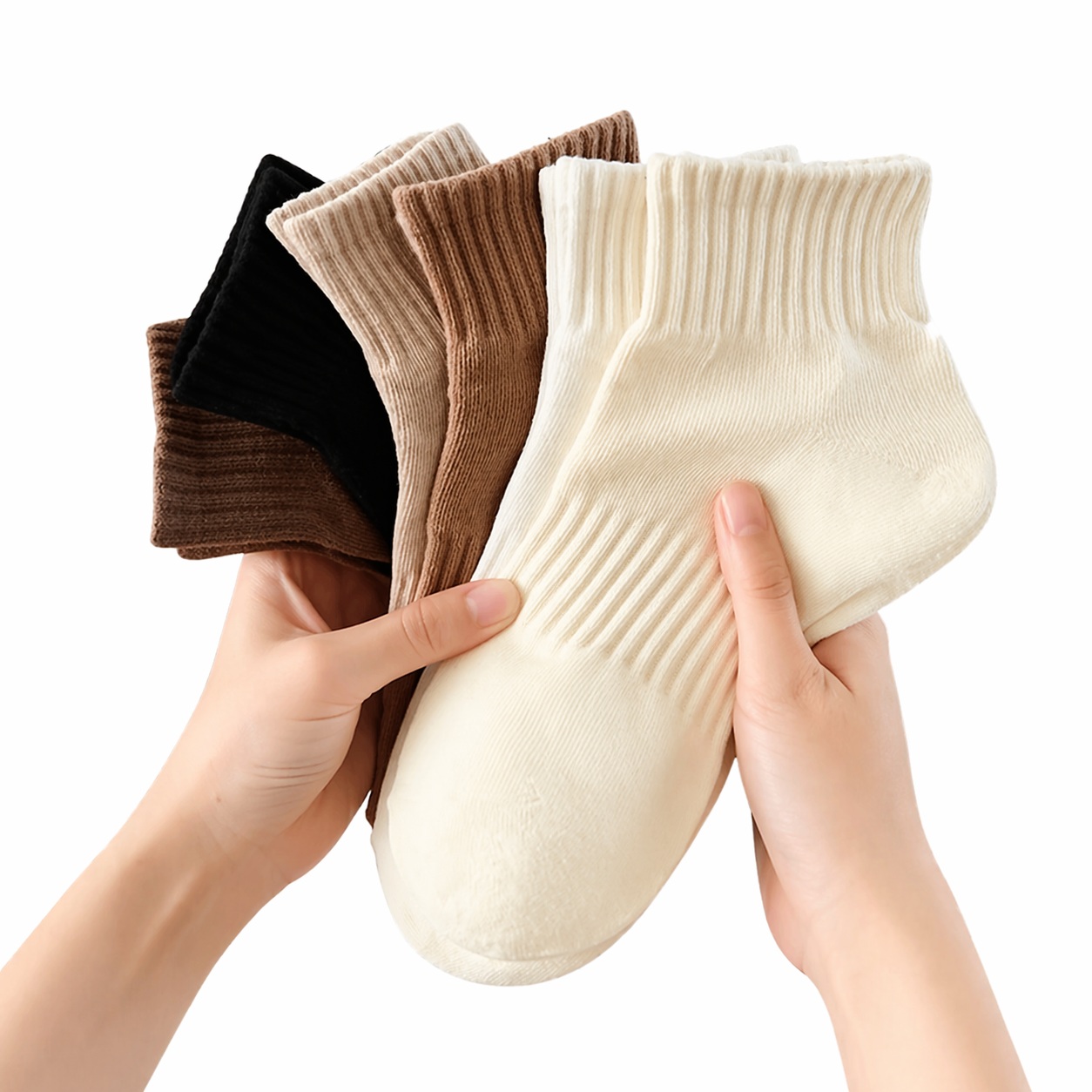 Unisex Earth Tones Ribbed Cotton Ankle Socks (Pack of 5)