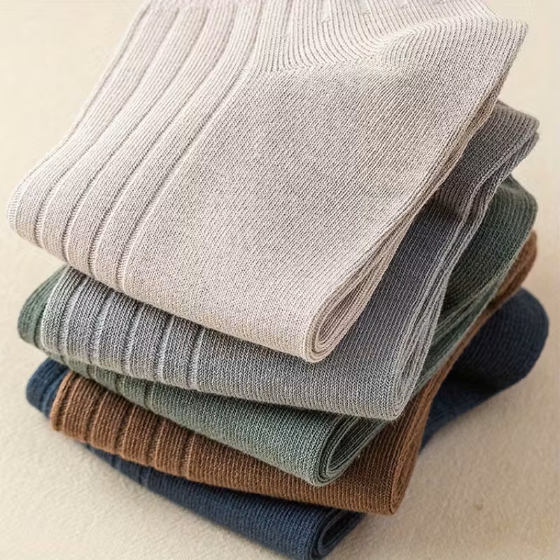 Denim Blue Wide Ribbed Sock on Foot