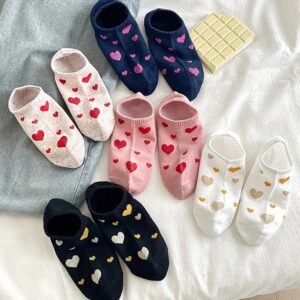 5 Pairs Women's Multi-Heart Pattern Low-Cut Ankle Socks