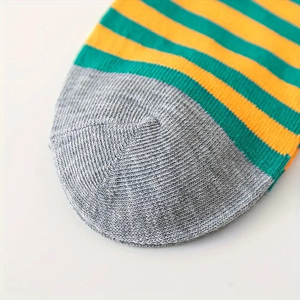 Reinforced Grey Heather Toe Cap and Horizontal Stripes