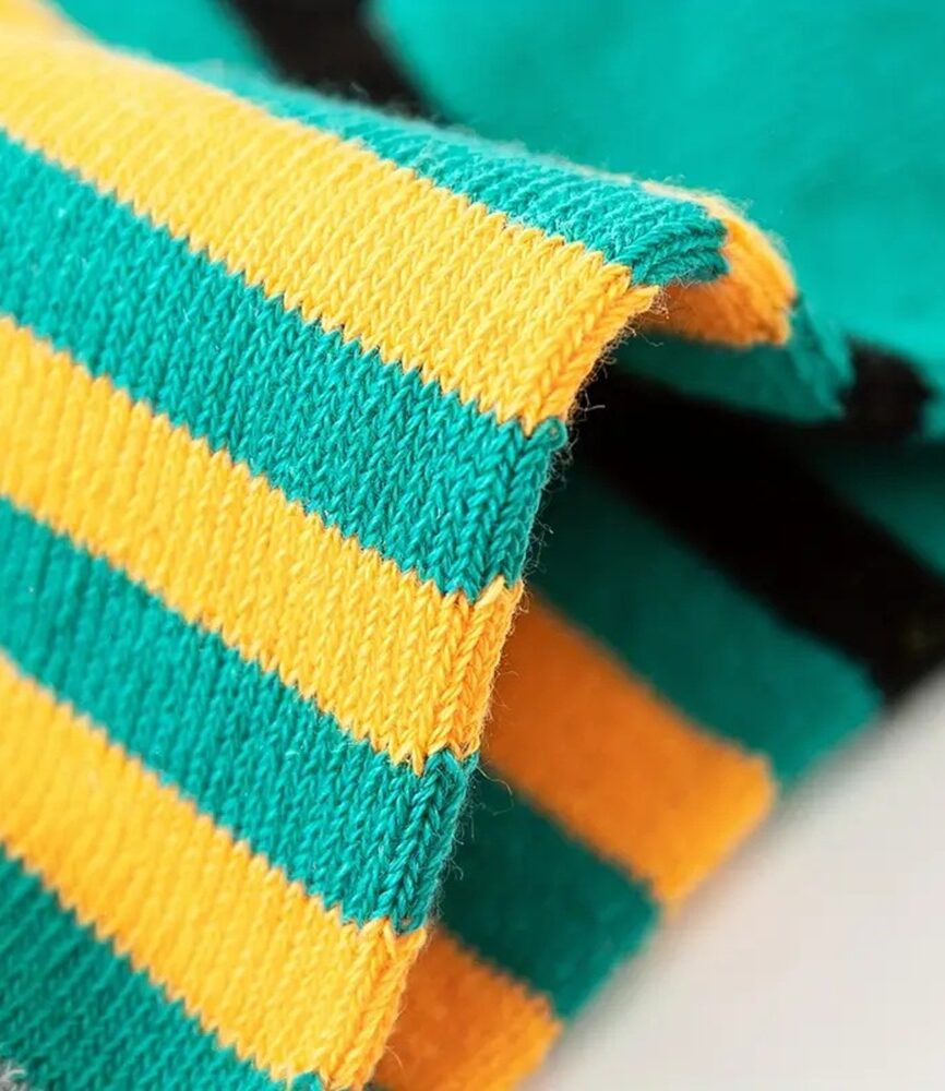 Teal and Mustard Yellow Striped Loafer Sock
