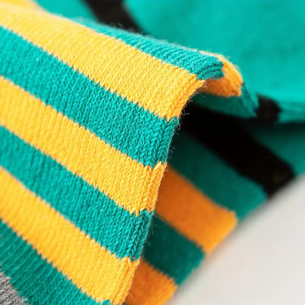 Teal and Mustard Yellow Striped Loafer Sock