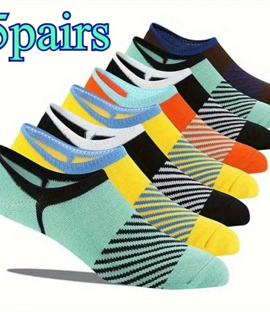 Aqua Green Diagonal Stripe Low-Cut Sock on Foot