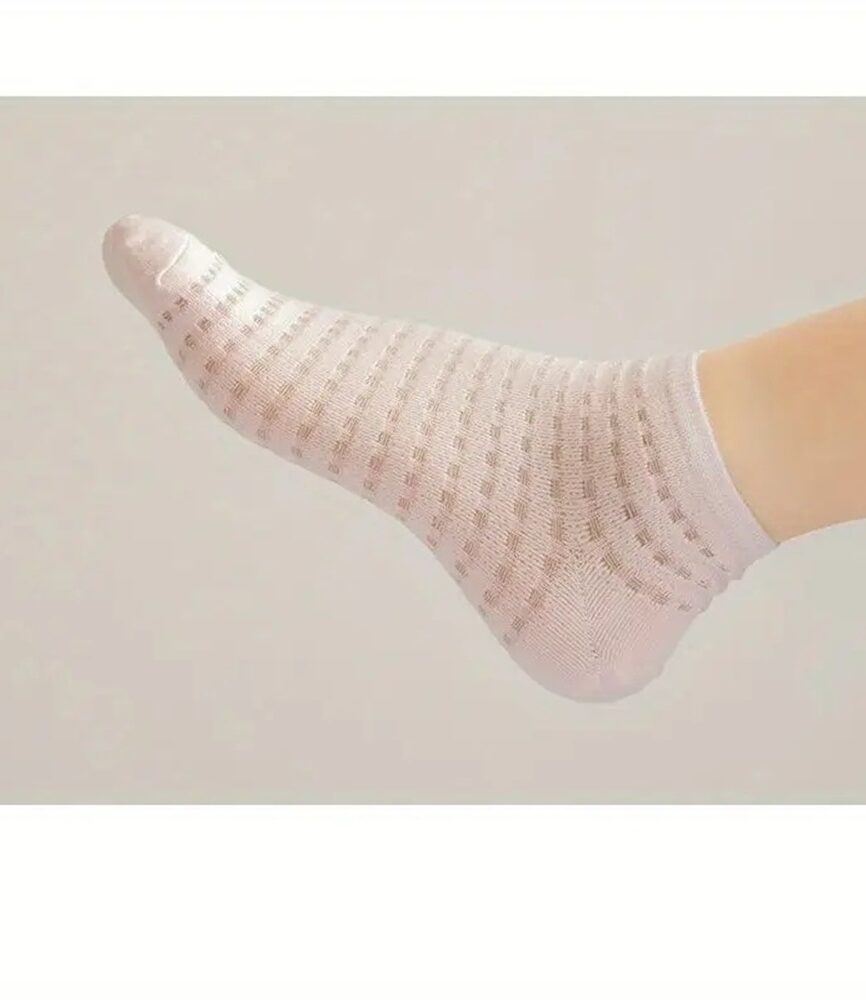 Pointelle Eyelet Mesh Sock on Foot with Sneaker