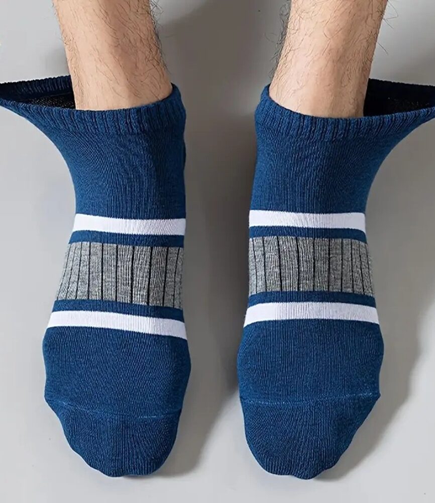 Black and Yellow Sport Band Sock on Foot