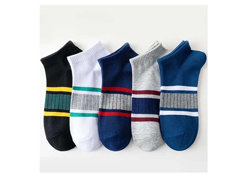 5 Pairs Men's Athletic Contrast Band Low-Cut Ankle Socks Palette