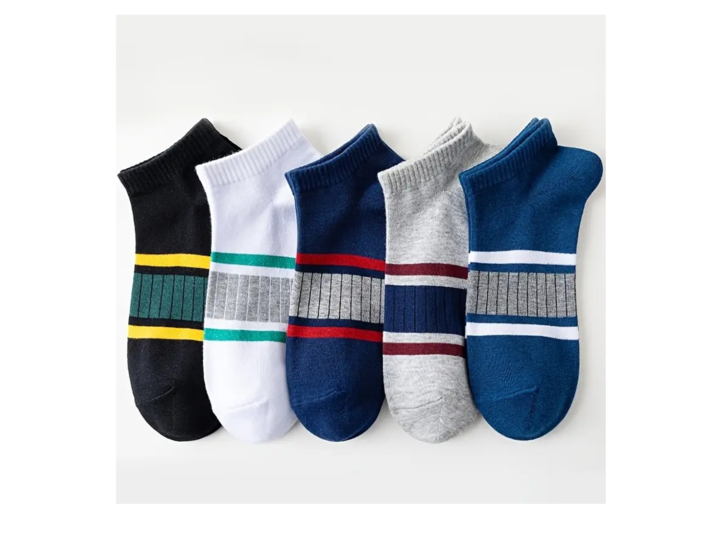 Men’s Athletic Contrast Band Ankle Socks (Pack of 5)