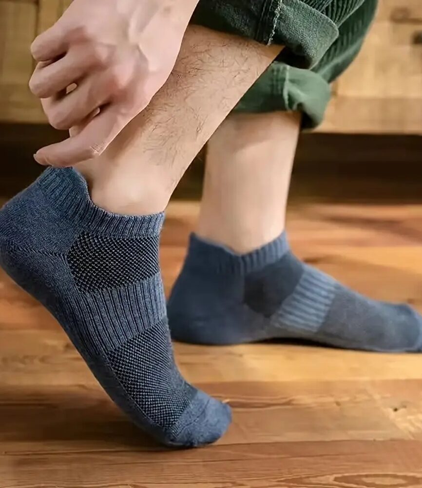 Men's Athletic Low-Cut Socks Blue and Neutral Palette