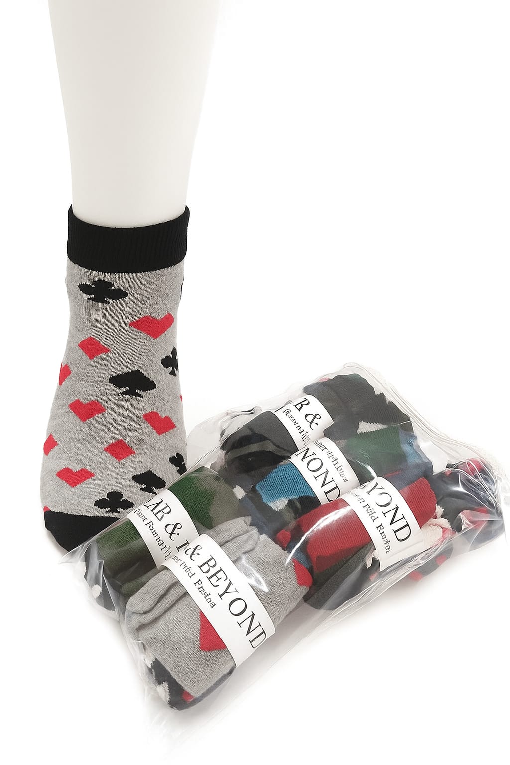 Bear & Beyond Branded Packaging and Playing Cards Sock on Foot