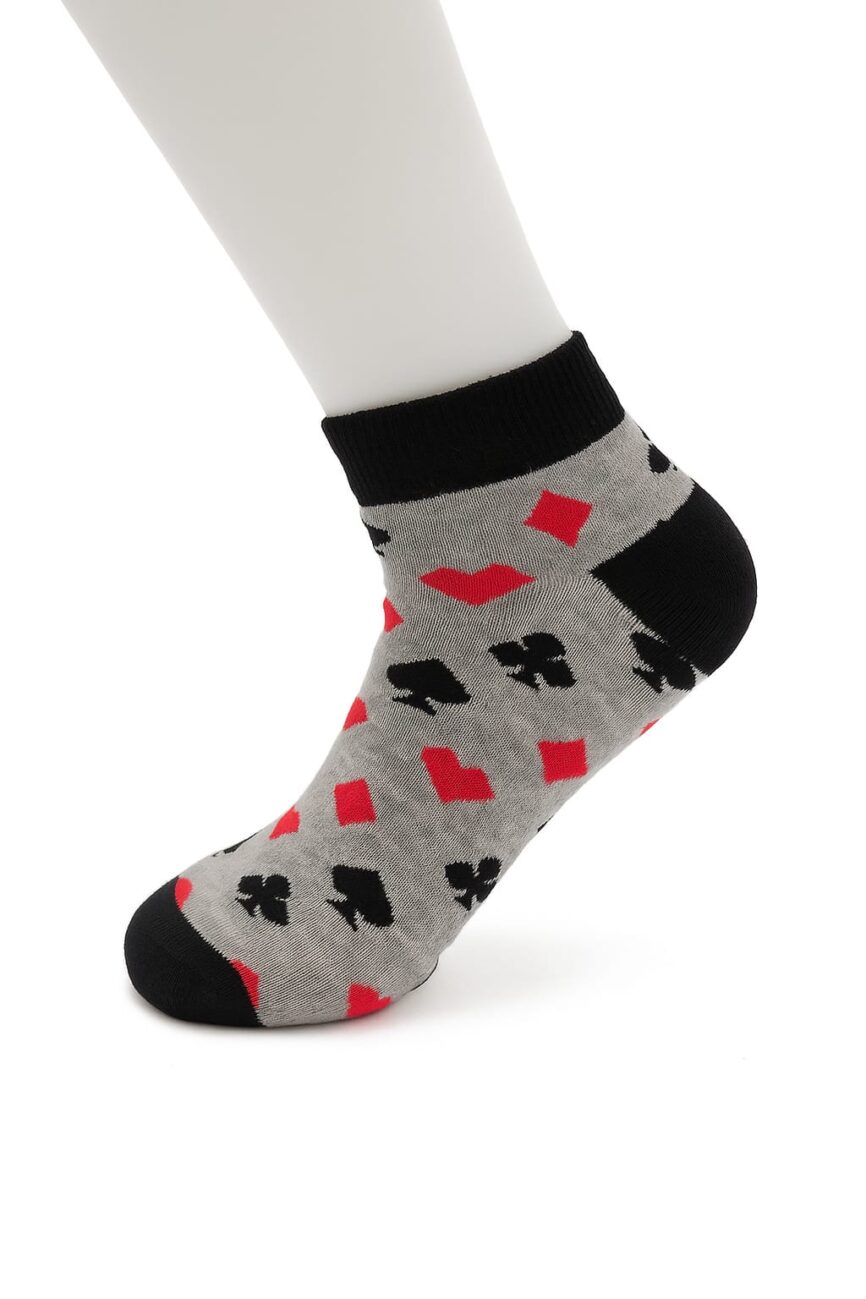 Grey Playing Card Suit Low-Cut Sock Close-Up