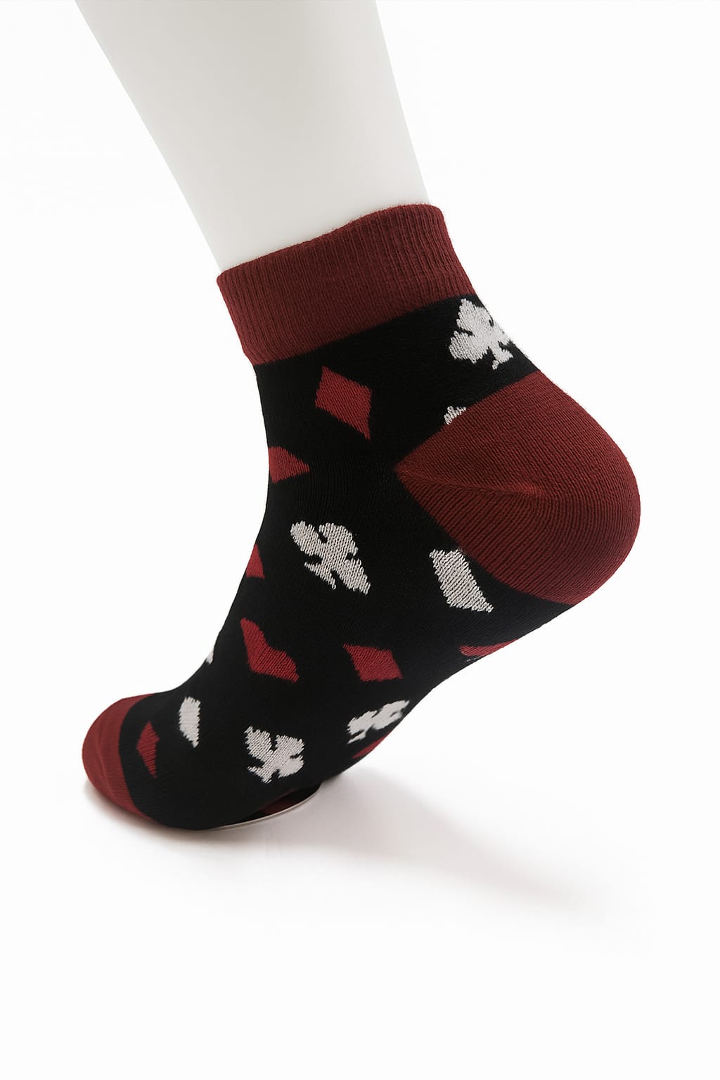 Black Spades and Hearts Pattern Cotton Sock