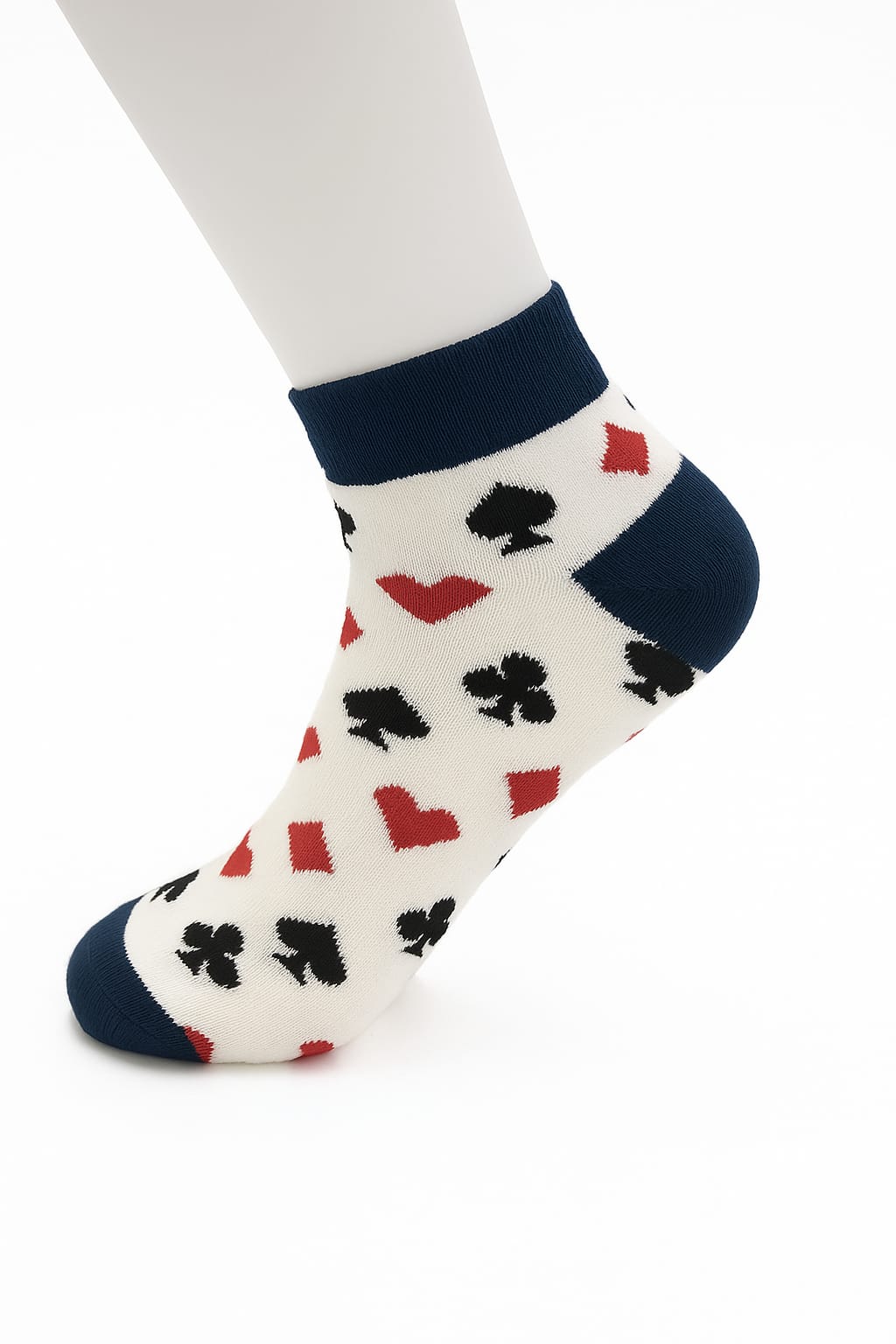 Navy Blue Poker Card Graphic Ankle Sock