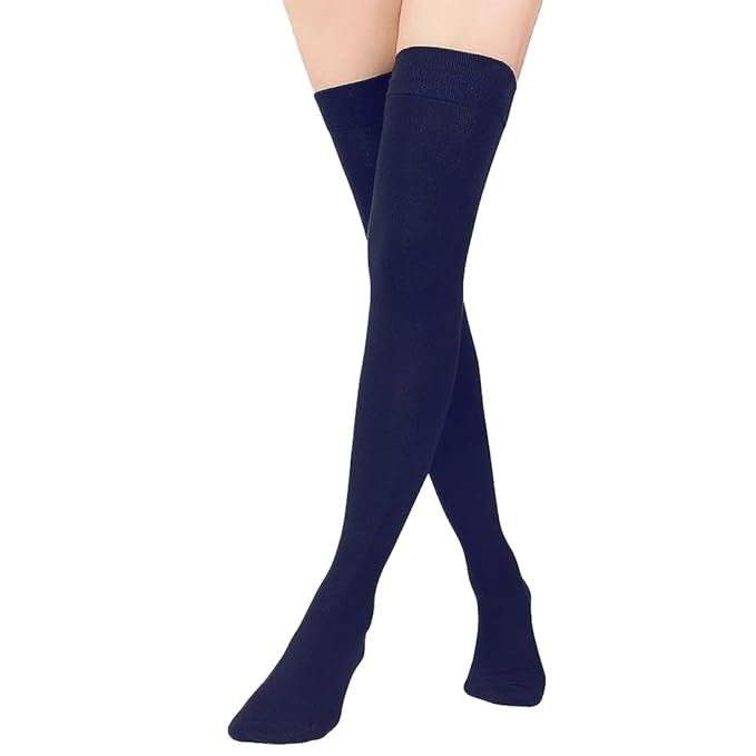 Classic Black Thigh High Long Stocking on Model