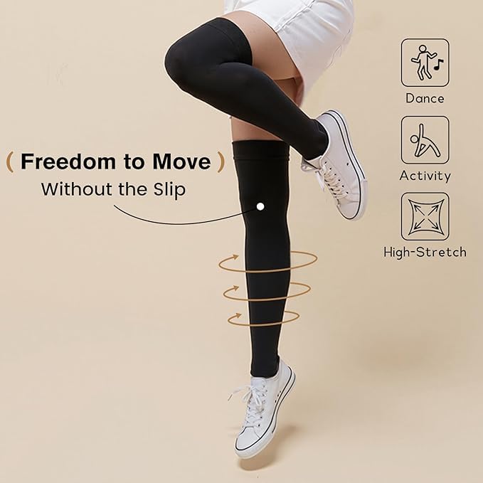Styling Women's Long Thigh High Socks with Skirts and Boots