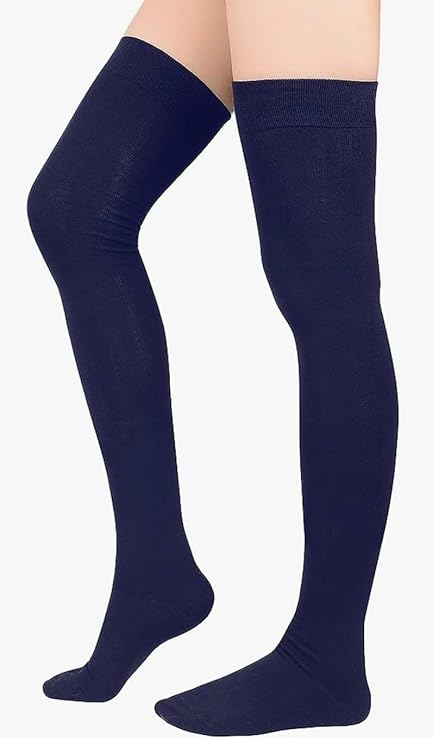 Crisp White Over-the-Knee Thigh High Stocking on Model
