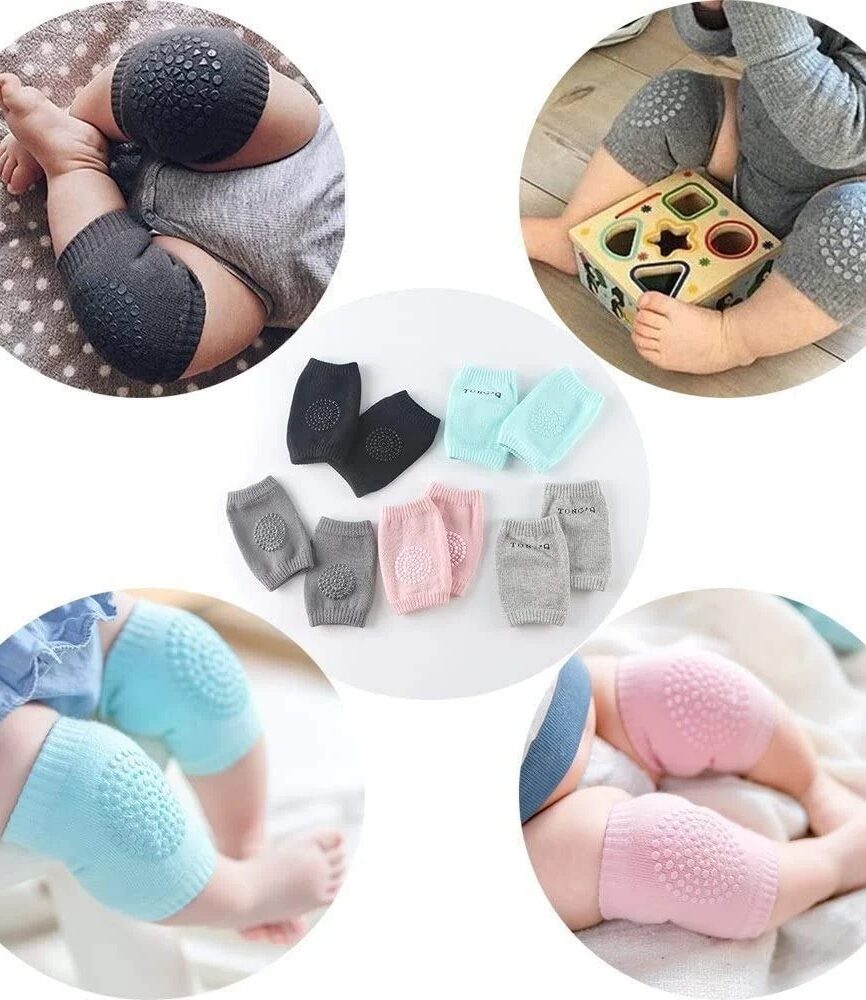 Baby Wearing Anti-Slip Knee Pads While Crawling
