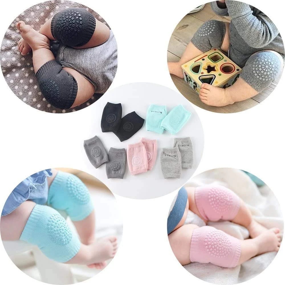 Baby Wearing Anti-Slip Knee Pads While Crawling