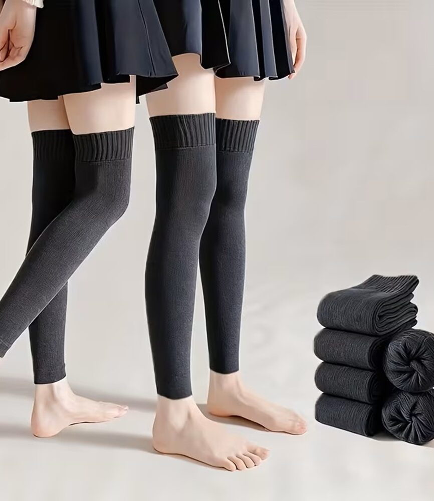 Side View of Thermal Thigh-High Leg Warmers
