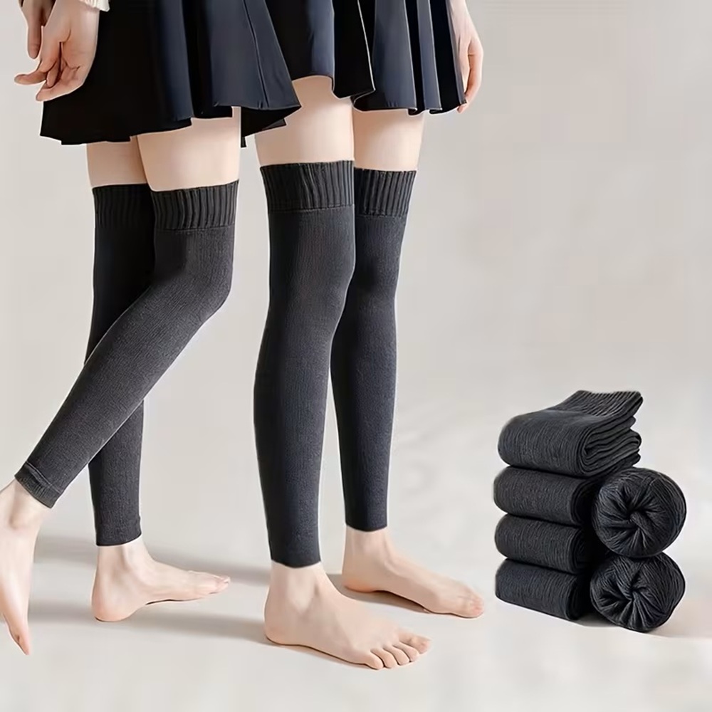 Side View of Thermal Thigh-High Leg Warmers