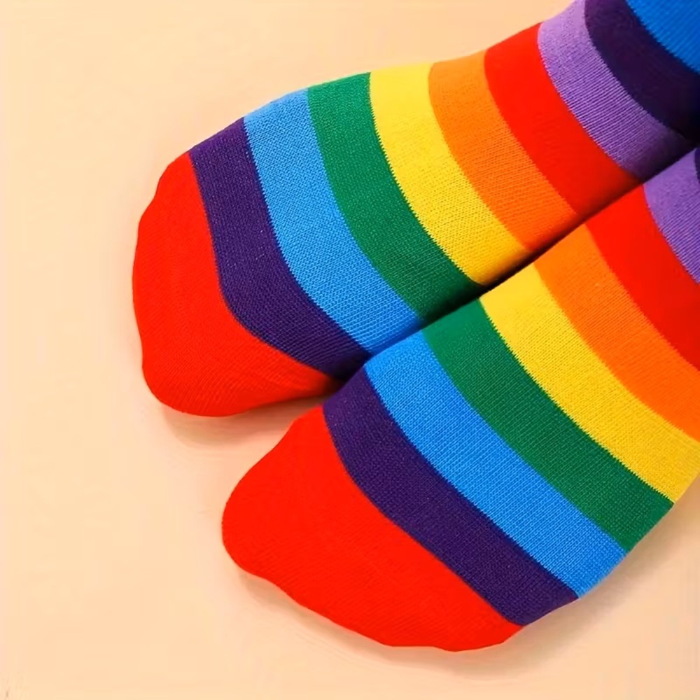 Vibrant Rainbow Stripe Pattern from Thigh to Toe