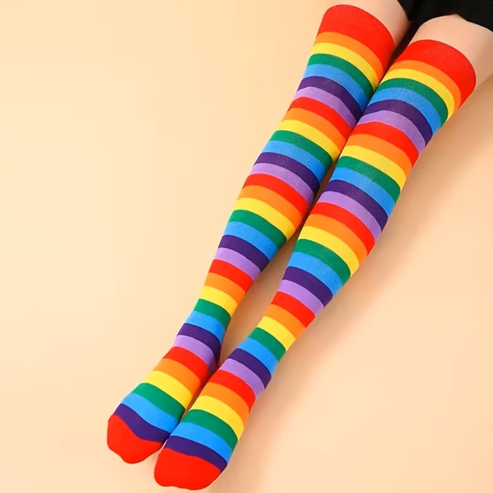 Rainbow High-Stretch Thigh Band and Contrast Red Toe