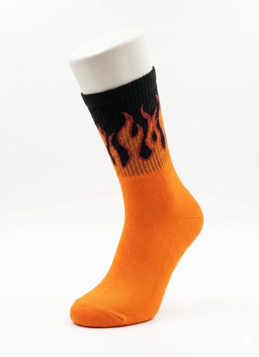 Red and White Fire Graphic Ankle Collar Detail