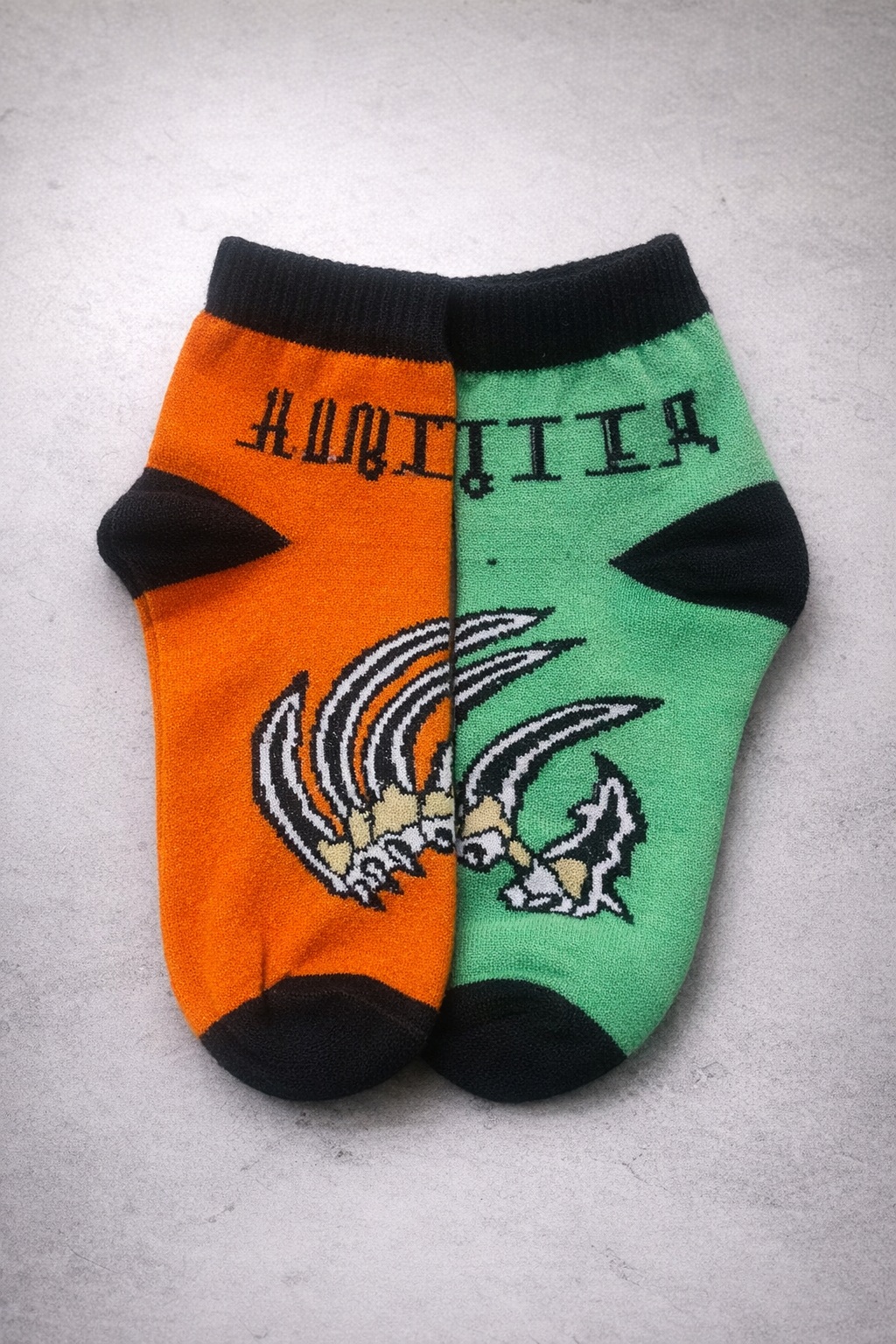 Gothic Dragon Claw Graphic Sock on Foot with Sneaker
