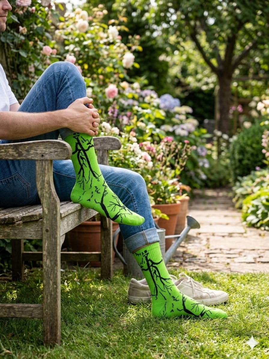 Sneakers Styled with Urban Streetwear Lightning Socks